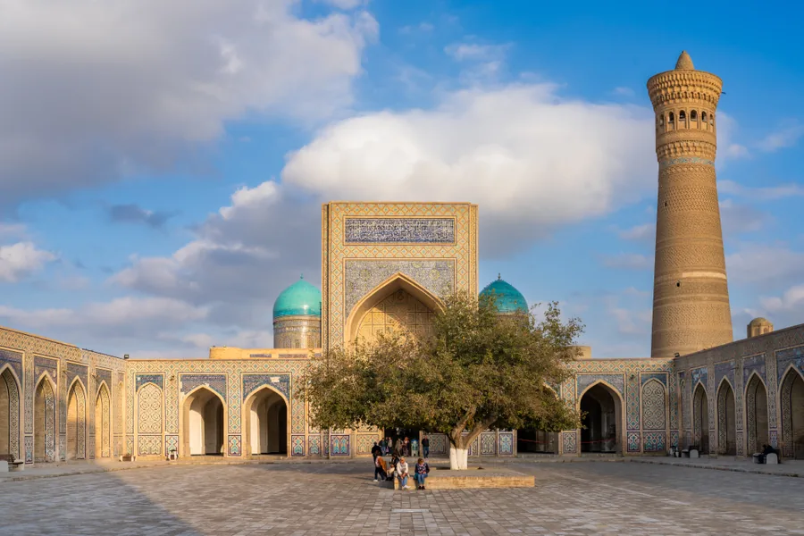 Kalyan Minaret and the courtyard of the Po-i-Kalyan ensemble in Bukhara