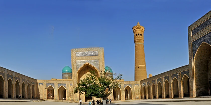 Courtyard of the Kalyan Mosque and the Kalyan Minaret in Bukhara