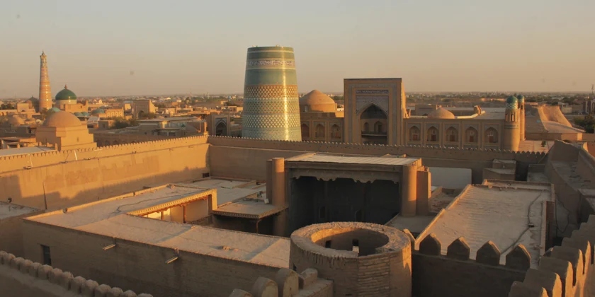 View over Itchan Kala and the Kalta Minor minaret in Khiva